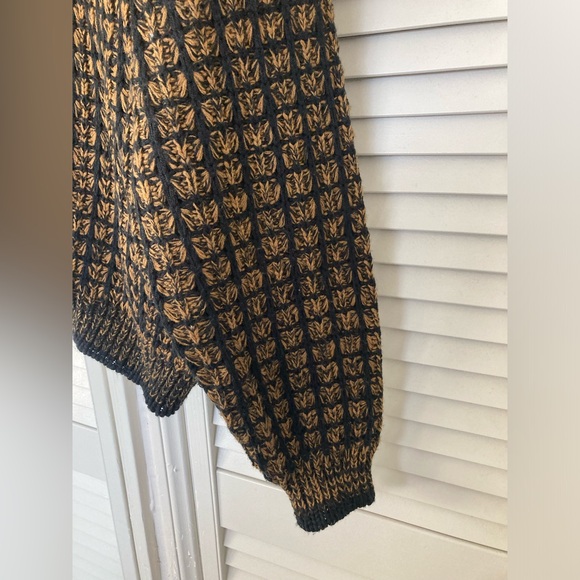 Vintage Anchor Blue Men Size Large Crewneck Sweater Textured 3D Knit 80's Retro - Picture 6 of 11